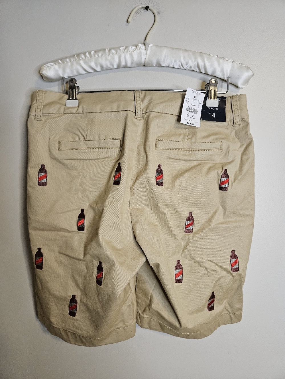 J.Crew Factory 9" Frankie Bermuda Chino Shorts Red Stripe Beer Bottle Critter - Picture 5 of 10